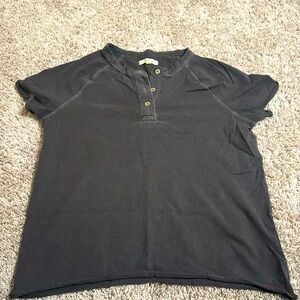 Madewell half button up gray short sleeve shirt